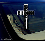 Black & White Tattered Cross sticker decal - Christian Jesus 5" #BWTatCross - OwnTheAvenue