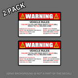 x2 Warning Rules Decal Sticker Funny FOR Jeep JDM Car Truck SUV  5" - OwnTheAvenue