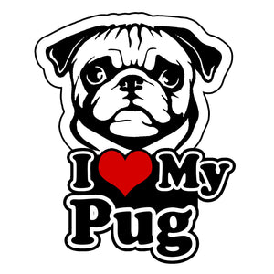 I Love My Pug Bumper Window Vinyl Decal Sticker Love My Rescue Dog 5" Inch #FC22 - OwnTheAvenue