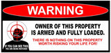 x2 Owner Armed Warning Sticker 2nd Amendment Decal Gun Firearm 5.9" Inches Long - OwnTheAvenue