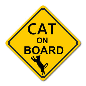 Cat on Board Funny Pet Cute Kitty Sign Vinyl Car Truck Bumper Decal Sticker 4" Inches Long - Model: C8748