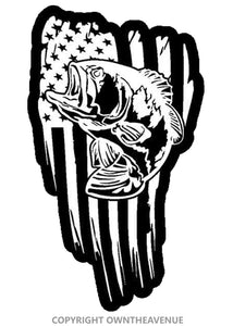 Two Pack - Distressed Tattered American USA Flag Bass Fish Sticker Decal 5" Inches - Model: BassFL3827 - OwnTheAvenue