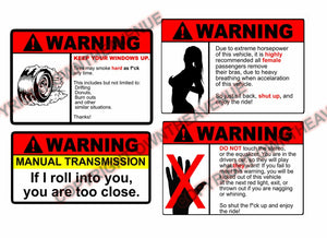 Warning Sticker Pack Lot of Four JDM Funny Vinyl Decal Stickers (Warning4PK) - OwnTheAvenue