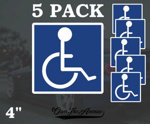 5 Pack- Handicap Symbol Sticker Decal Disabled Sign Wheelchair 4" each - OwnTheAvenue