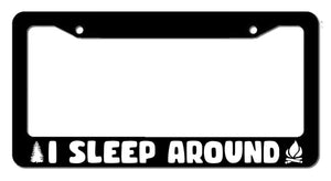 I Sleep Mountains Hiking Camping Outdoor Backpacking Funny License Plate Frame