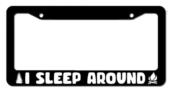 I Sleep Mountains Hiking Camping Outdoor Backpacking Funny License Plate Frame