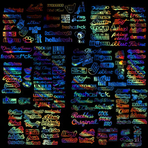 29 Random JDM Oil Slick Holographic Car Stickers Decals Bulk Wholesale Pack Lot Racing Drifting 2" - 3" Inches Long Each - OwnTheAvenue
