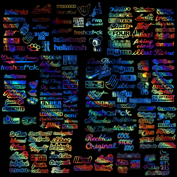 29 Random Grab Bag JDM Oil Slick Holographic Car Stickers Decals Bulk Wholesale Pack Lot Racing Drifting 2