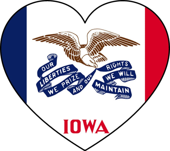 Iowa IA Flag Heart Love Vinyl Sticker