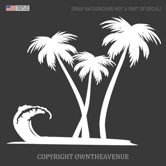Palm Trees And Wave Sticker Beach Ocean Car Window Truck Decal 5