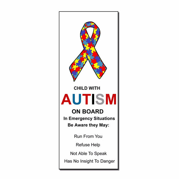Autistic Child On Board With Autism Safety Awareness Decal Sticker Warning 6