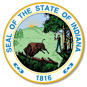 Seal of Indiana State Flag Car Truck Window Bumper Laptop Vinyl Sticker Decal 4"