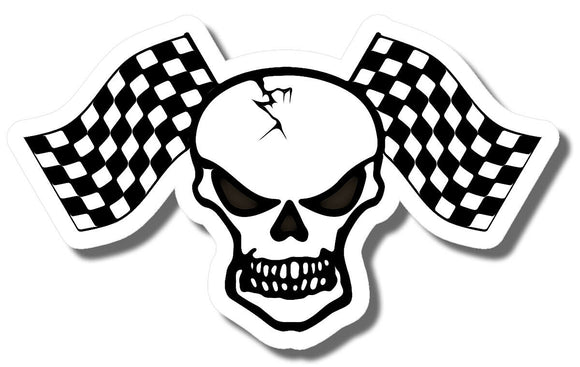 Skull Hot Rod Chopper Bopper Checkered Flag Motorcycle Vintage Racing Sticker - OwnTheAvenue