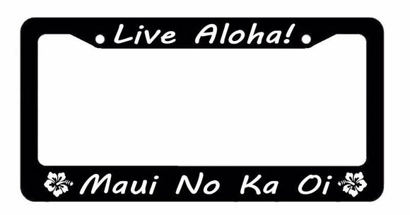 Live Aloha Hawaii Hawaiin Black License Plate Frame - OwnTheAvenue