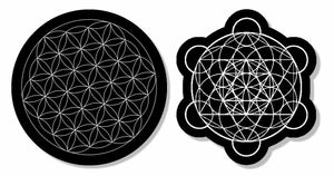 Merkaba Leaf And Flower of Life Sacred Geometry Decal Stickers Pack 3.75" Each - OwnTheAvenue