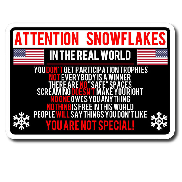 Attention Snowflake Funny Political Trump Car Truck Window Decal Vinyl Sticker - OwnTheAvenue