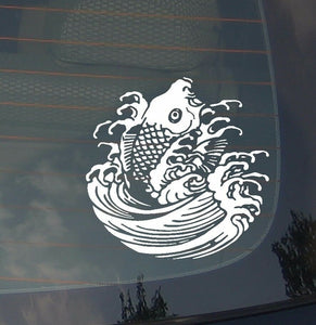 koi Fish Waves JDM Japanese Low Drift Race Surf Vinyl Decal Sticker 5" Inches - OwnTheAvenue