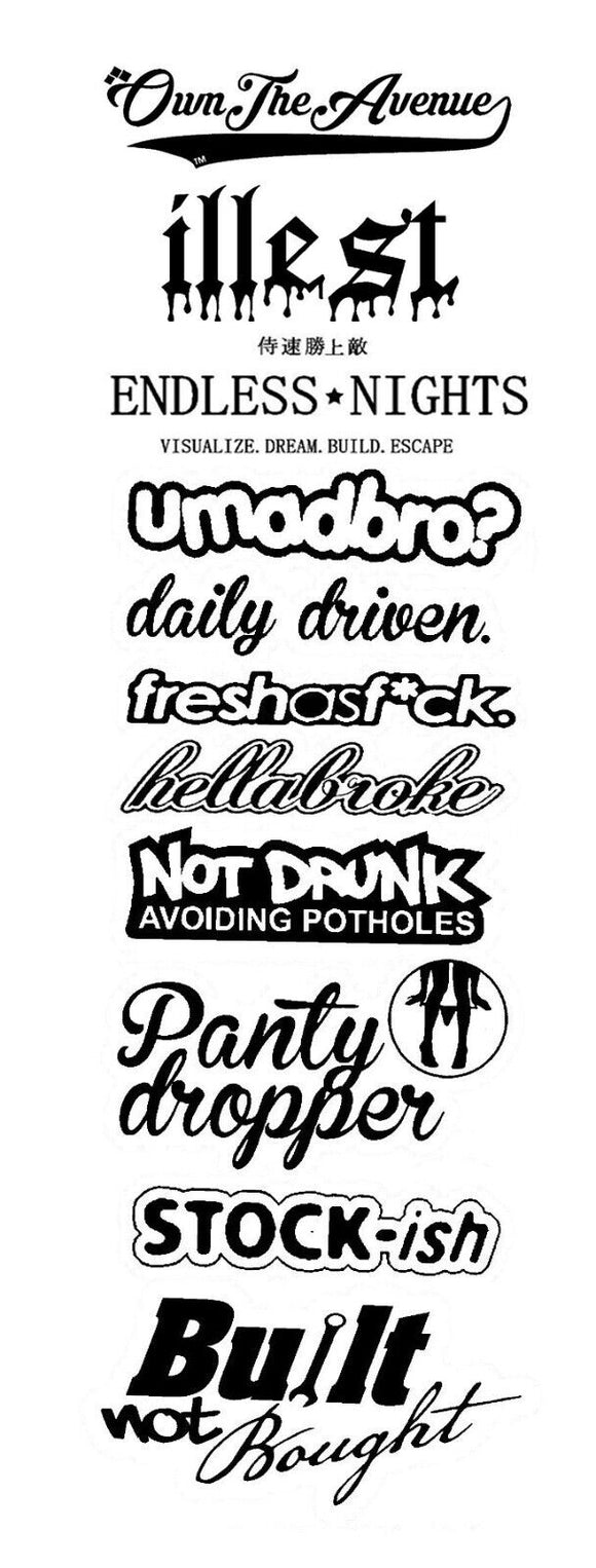 11 JDM Racing Drifting Drag Vinyl Sticker Decal Pack Lot - Model: 92934B - OwnTheAvenue