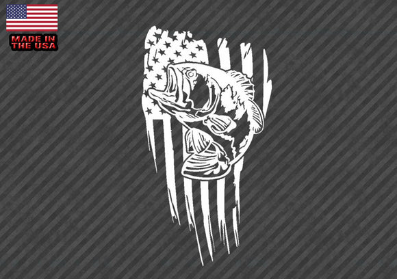 American flag Bass fish sticker decal- fishing USA 5