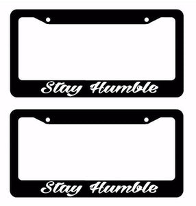 x2 / Two JDM Stay Humble Tuner Drifting Racing Ribs Black License Plate Frame - OwnTheAvenue