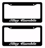 x2 / Two JDM Stay Humble Tuner Drifting Racing Ribs Black License Plate Frame - OwnTheAvenue