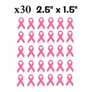 x30 Breast Cancer Ribbons Pink Awareness Pack Vinyl Decal Stickers 2.5" x 1.5" - OwnTheAvenue