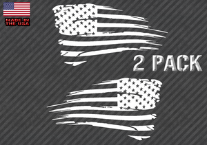 Distressed American Flag Sticker Decal Subdued USA 2 Pack CHOOSE SIZE L+R (LRdA) - OwnTheAvenue