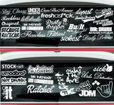 JDM Lot Pack of 10 Random White Stickers Decals Low Turbo Drift Race (10RW) - OwnTheAvenue