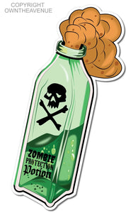 Zombie Protection Potion Zombies Outbreak Apocalypse Funny Vinyl Sticker 4.5"