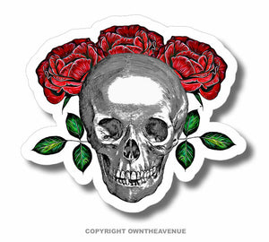 Skull Roses Motorcycle Tattoo Art Street Art Car Truck Window Cup Vinyl Sticker