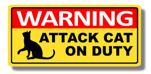 Warning Attack Cat Funny JDM Window Car Truck Bumper Door Cup Vinyl Sticker 5"