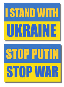Stop Putin War - I Stand With Ukraine Sticker Car Truck Vinyl Window Decal 2PACK