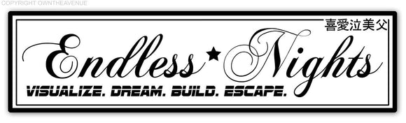 Endless Nights Kanji Box Slap Drifting Racing Drag Black And White Decal Sticker - OwnTheAvenue