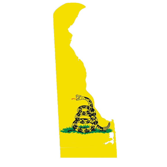 Delaware DE State Outline Gadsden Flag Vinyl Sticker - OwnTheAvenue