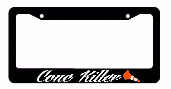 Cone Killer Track JDM Race Drift Dope Low Funny Black License Plate Frame