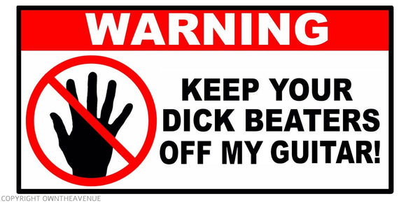 Warning Keep Beaters Off My Guitar Funny Joke Vinyl Decal Sticker 4