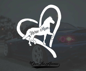 Horse Mom Heart Vinyl Decal Sticker Love Pony 4" - OwnTheAvenue