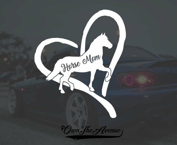 Horse Mom Heart Vinyl Decal Sticker Love Pony 4
