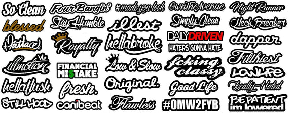 JDM CAR STICKER DECAL PACK OF 32 MEGA  LOT TUNER LOW FUNNY (MegaSC) - OwnTheAvenue