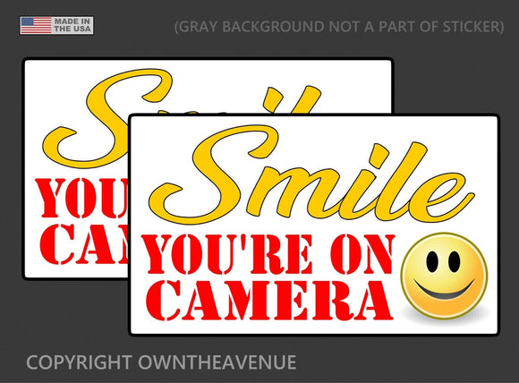 Smile You're On Camera Sticker Video Alarm Security System Decal Warning 2PK #1 - OwnTheAvenue