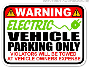 Warning Electric Vehicle Parking Only Charging Station Vinyl Sticker Decal 6"