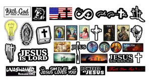 5 Random Grab Bag Christian Jesus Christ God Bible Car Vinyl Decal stickers Pack Lot