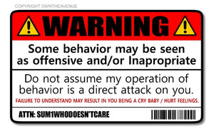 Warning Some Behavior Offense Funny Drag Drift Race JDM Vinyl Sticker 4.5" - OwnTheAvenue