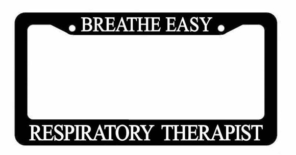 Breathe Easy Respiratory Therapist Black License Plate Frame - OwnTheAvenue