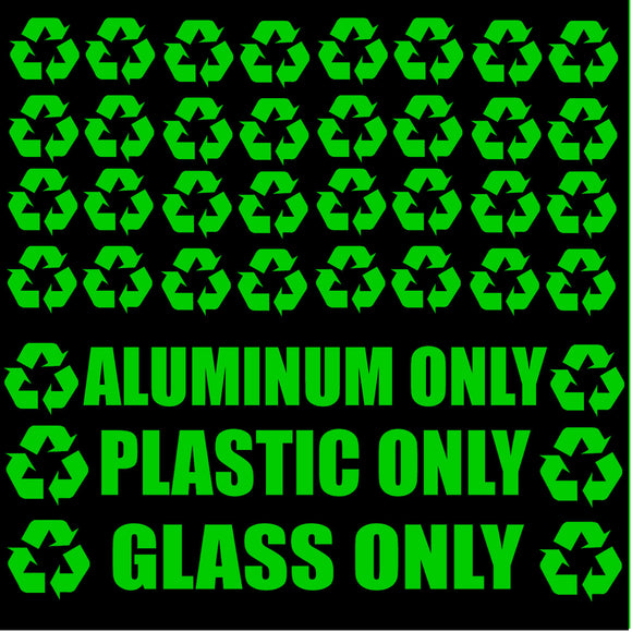 Recycle Logo & Trash Decal Stickers Kit Pack Lot of 35 Green Decals - OwnTheAvenue