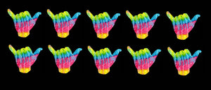 Shaka Hang Loose Hawaii Surfing Surfs Up Funny Hippie Tie Dye Sticker Pack 1.5"
