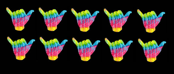 Shaka Hang Loose Hawaii Surfing Surfs Up Funny Hippie Tie Dye Sticker Pack 1.5