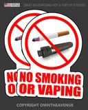 No Smoking Or Vaping Store Shop Retail Business Vinyl Sticker Decal 4" - 2 Pack