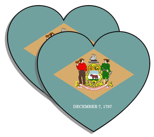 Delaware DE Flag Heart Love Vinyl Stickers - 2 Pack - OwnTheAvenue