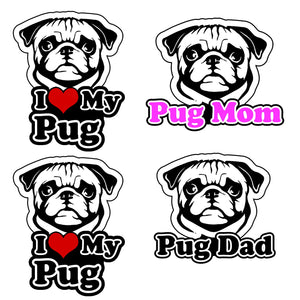 Pug Vinyl Decal Sticker Pack Lot I Love My Rescue Dog For Bumper Window #FC44 - OwnTheAvenue